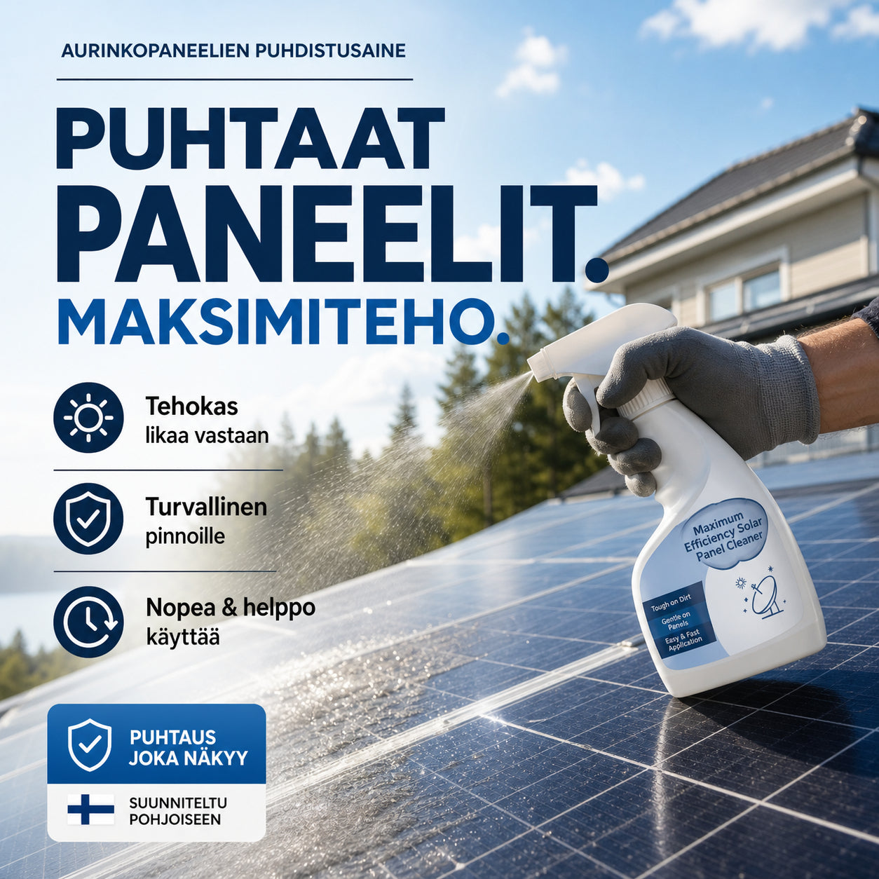 Szybkie usuwanie zanieczyszczeń paneli | SOLARSHIELD
