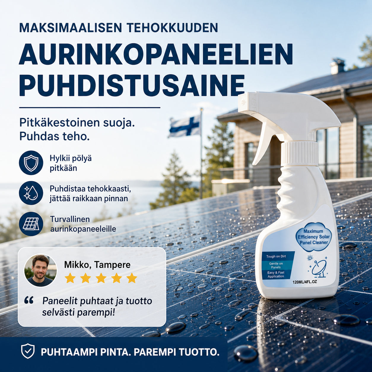 Szybkie usuwanie zanieczyszczeń paneli | SOLARSHIELD