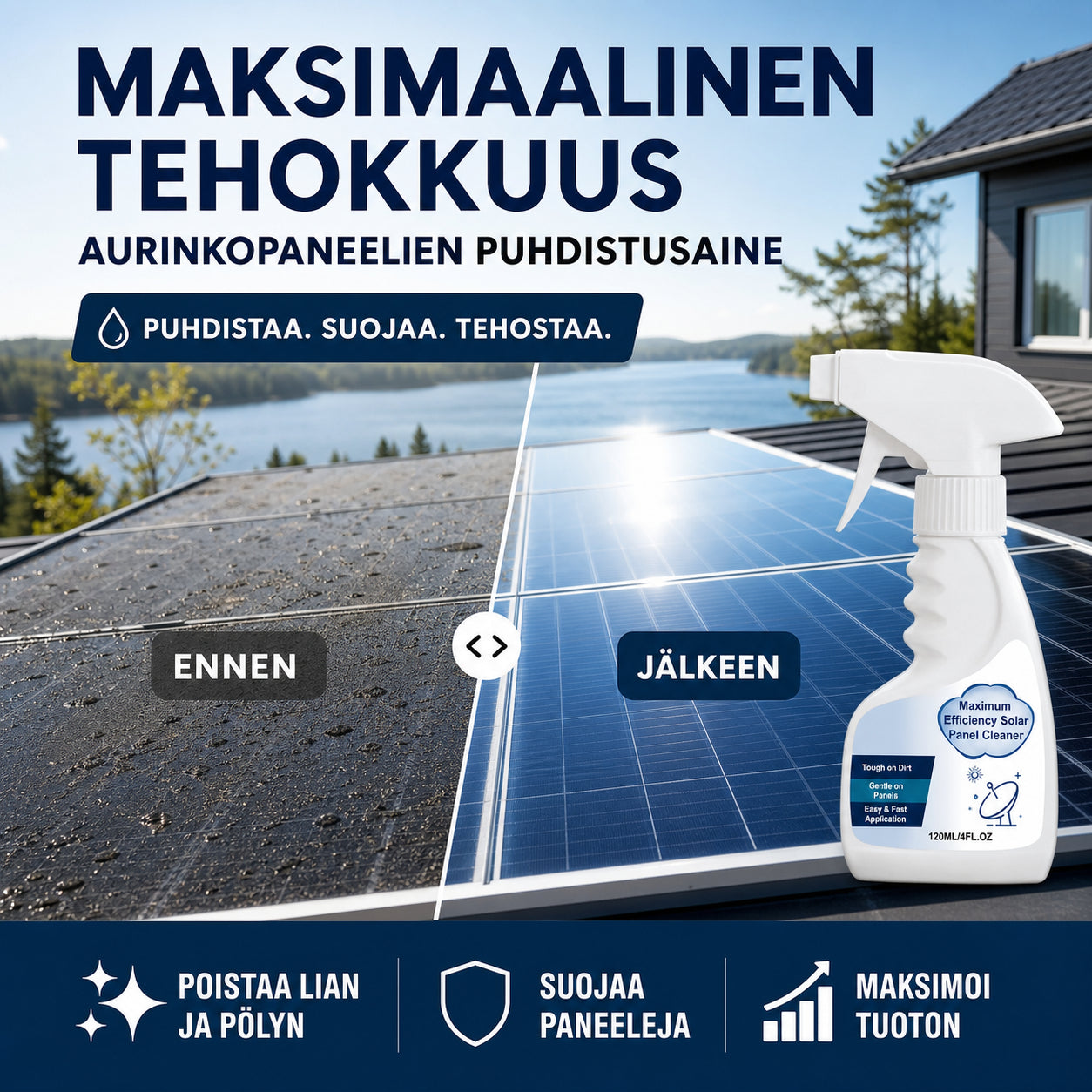Szybkie usuwanie zanieczyszczeń paneli | SOLARSHIELD
