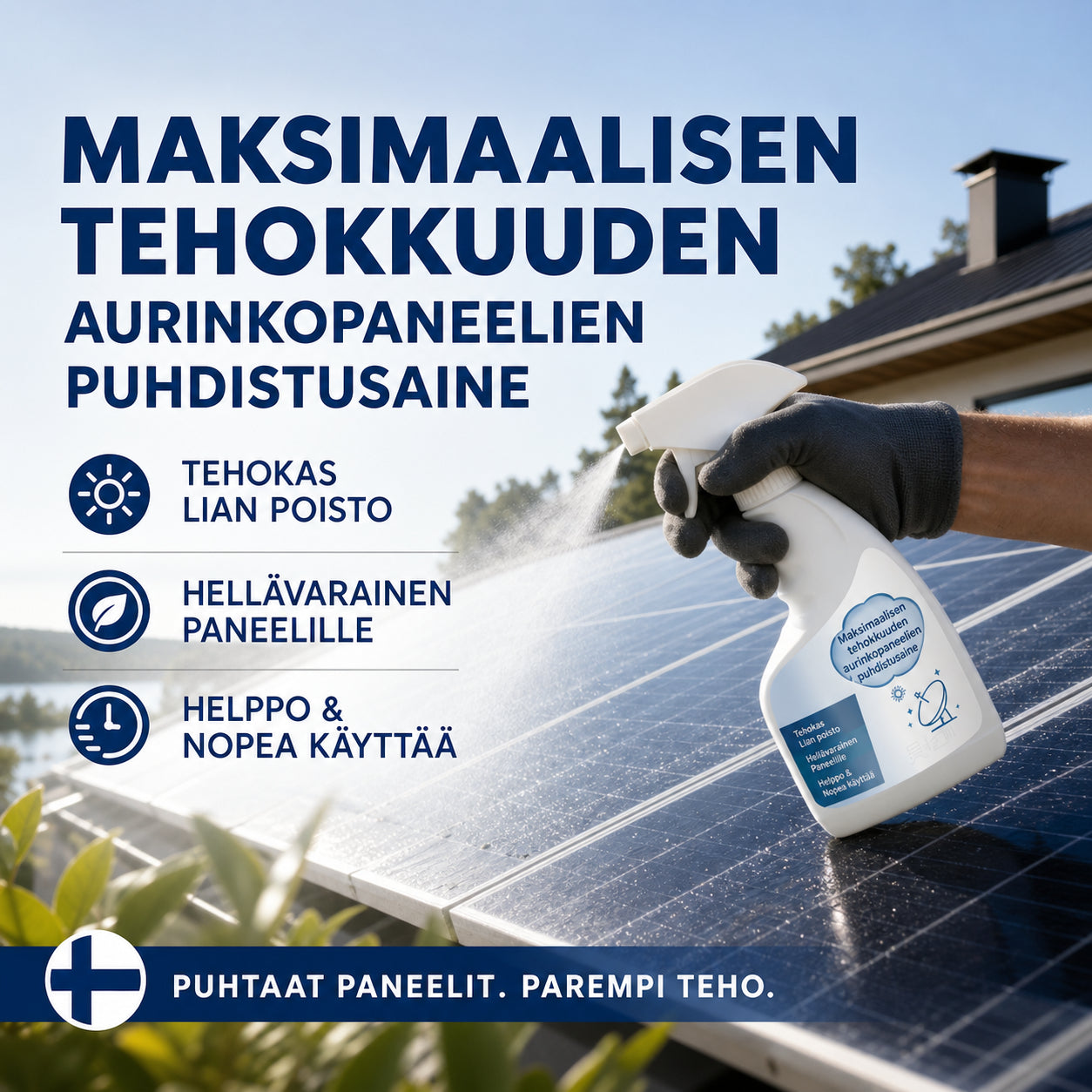 Szybkie usuwanie zanieczyszczeń paneli | SOLARSHIELD