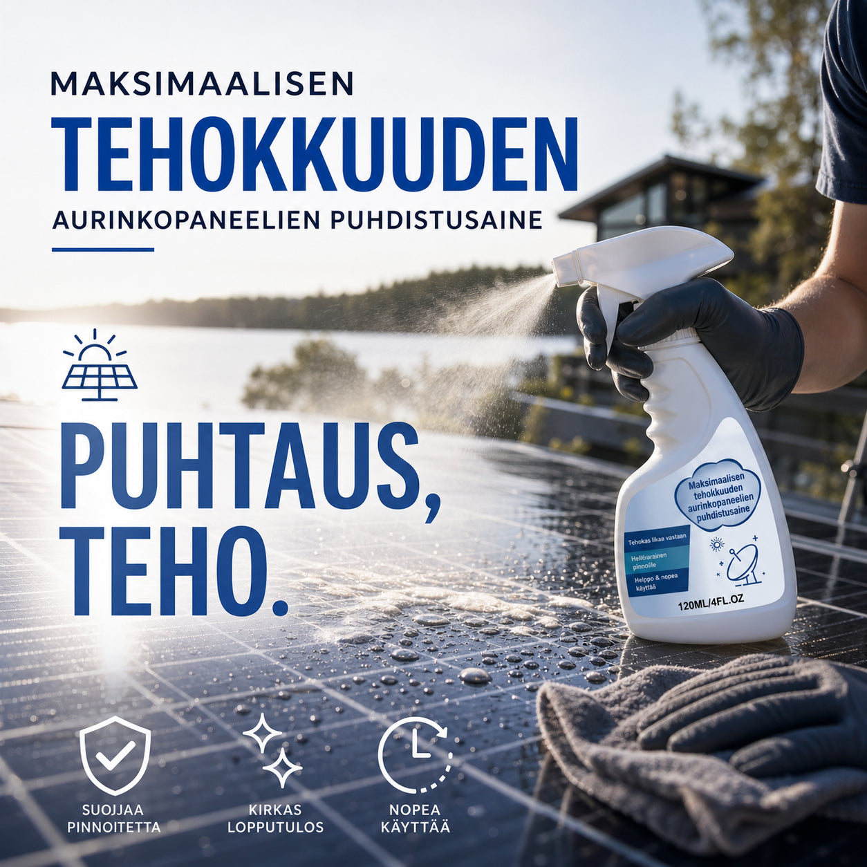 Szybkie usuwanie zanieczyszczeń paneli | SOLARSHIELD