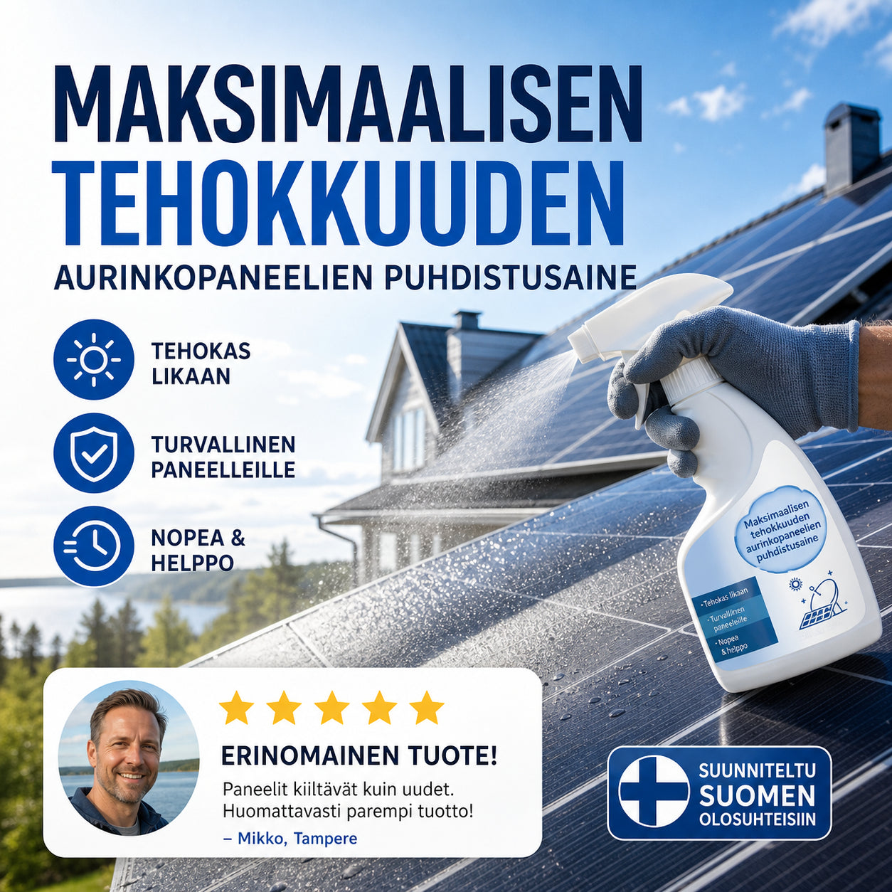 Szybkie usuwanie zanieczyszczeń paneli | SOLARSHIELD